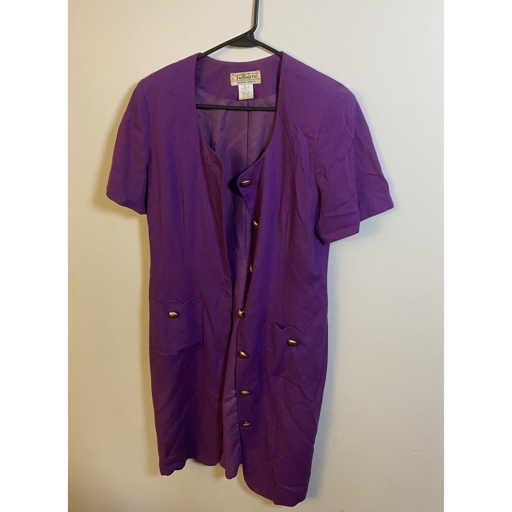 Retro Talbots purple dress with gold buttons. Size: 12